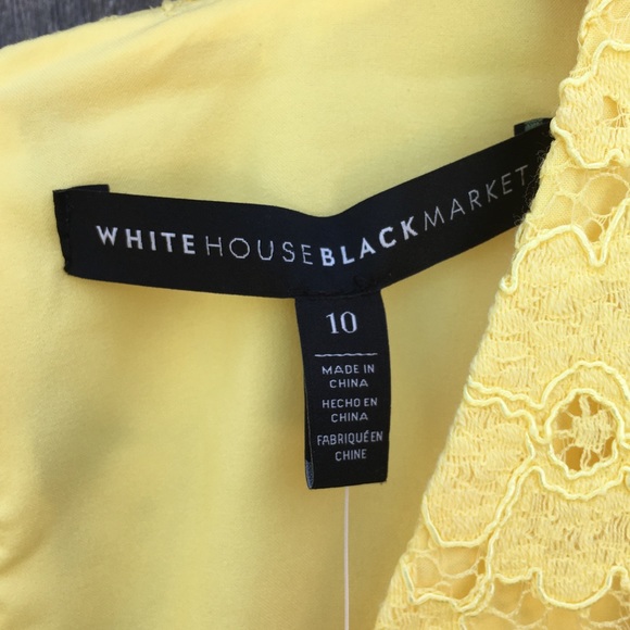 NWT White House Black Market Sleeveless Lace Sheath Dress 3D Appliqué Yellow 10 - Picture 5 of 16